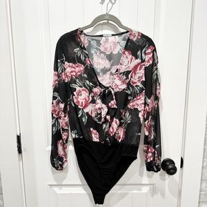 Black & floral bodysuit